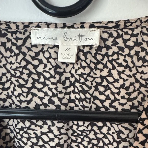 Nine Britton Black and White Wrap Blouse - Picture 2 of 4